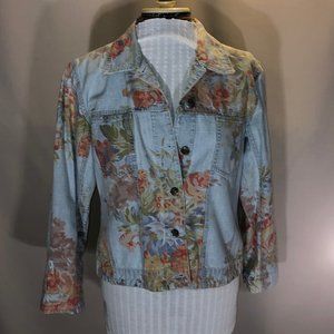 Chico’s Design, Floral Jean Jacket, Long Sleeve